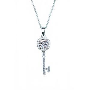 NEW ADORED moissanite key pendant necklace in white